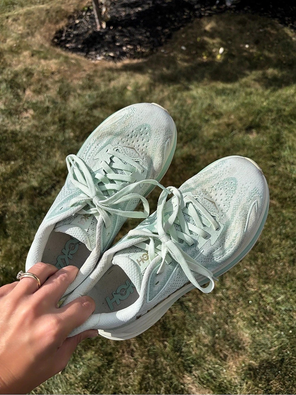 Hoka One Clifton 10 Women's Athletic Shoes Mint Green US 6.5